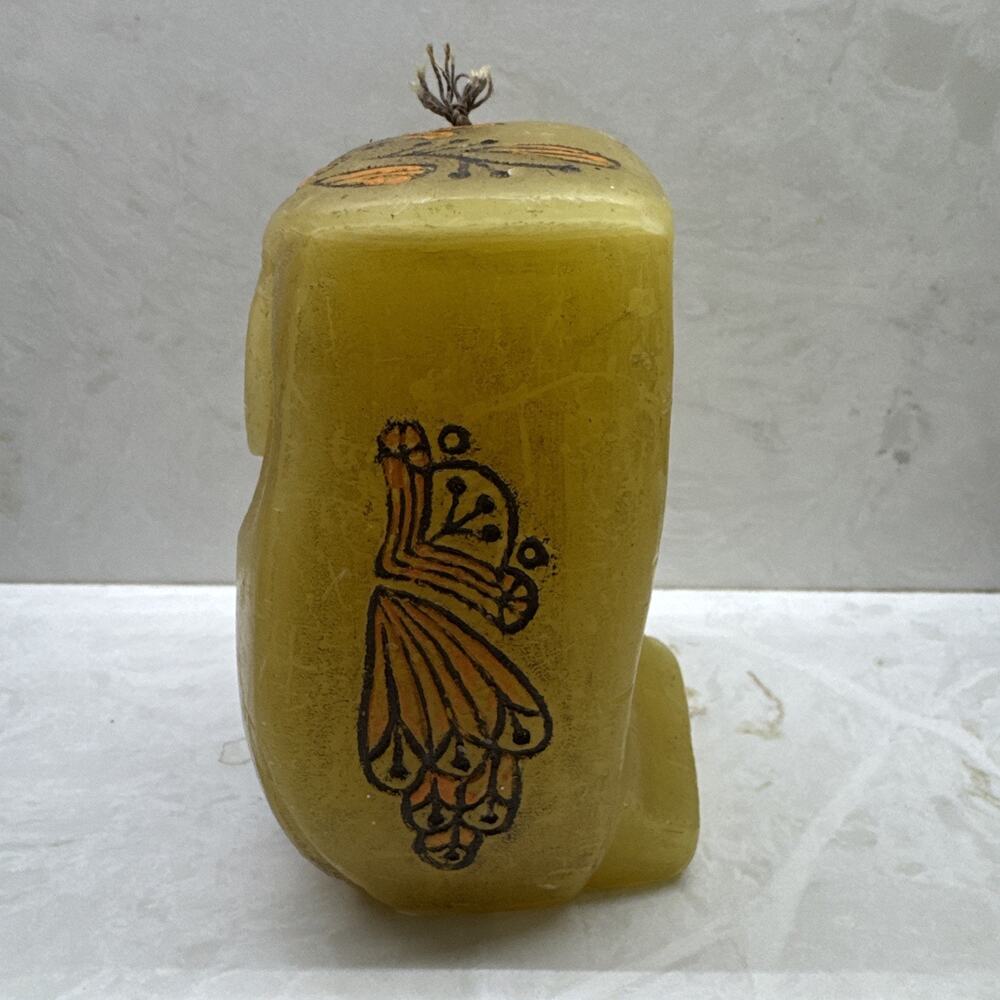 1969 Vtg Retro Mid Century Modern Hallmark Wax Owl Candle 7.25” Never Burned - Picture 5 of 7